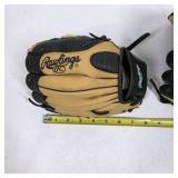 Lot of 2 Baseball Gloves Rawlings and Wilson Tan Black