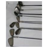 Gray Stand Golf Bag with Ping Irons and Mixed Clubs