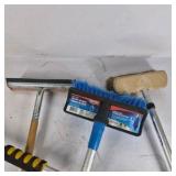Lot of Car Washing Brushes, Squeegee, and Pressure Washer Hose