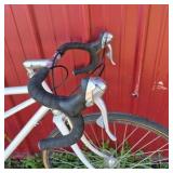 Vintage White Tandem Road Bicycle with Drop Handlebars