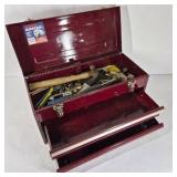 Lot of 2 Metal Tool Boxes with Assorted Hand Tools