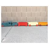 Vintage Wooden Toy Train Set With 4 Pieces