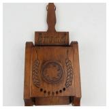 Wooden Bread Wall Press With Carved Motif -Not sure exact use (Seems to have adjustable hight for press?)