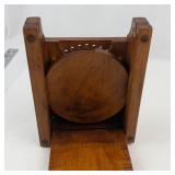 Wooden Bread Wall Press With Carved Motif -Not sure exact use (Seems to have adjustable hight for press?)