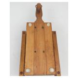Wooden Bread Wall Press With Carved Motif -Not sure exact use (Seems to have adjustable hight for press?)