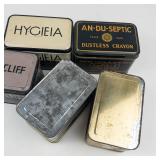 Vintage Crayon Tin Mixed Lot - Dovercliff, Hygieia, An-Du-Septic & Amaco