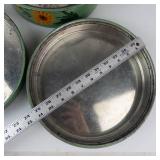 Vintage 1930s Green Metal 3-tier Food Carrier With Floral Design & Glass Knob