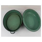 Vintage Enamelware Roasting Pan With Lid