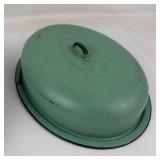Vintage Enamelware Roasting Pan With Lid