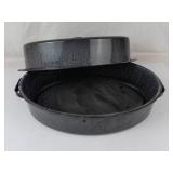 Vintage Graniteware Nesco Roaster Pan With Lid
