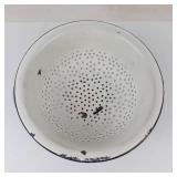 Antique Blue & White Speckled Graniteware Colander