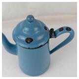 Vintage Blue Enamelware Coffee Pot With Swan-Neck Spout