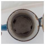 Vintage Blue Enamelware Coffee Pot With Swan-Neck Spout