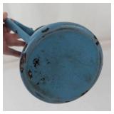 Vintage Blue Enamelware Coffee Pot With Swan-Neck Spout