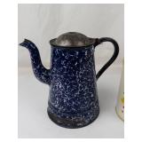Vintage Graniteware Coffee Pot & Floral Kitchen Tin Mixed Lot