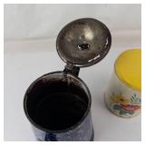 Vintage Graniteware Coffee Pot & Floral Kitchen Tin Mixed Lot
