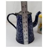 Vintage Graniteware Coffee Pot & Floral Kitchen Tin Mixed Lot