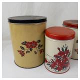 Floral Metal Storage Tins (Lot of 4)