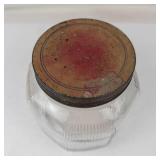 Vintage Ribbed Glass Storage Jar With Metal Lid