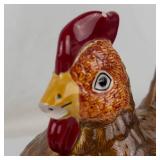 Vintage Chalkware Dog and A Ceramic Hen on Nest Figurine
