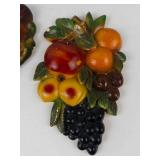 Vintage 1940s Chalkware Fruit Wall Plaques (Lot of 2)