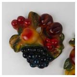 Vintage 1940s Chalkware Fruit Wall Plaques (Lot of 2)