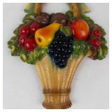 Vintage Chalkware Fruit Basket Wall Plaque