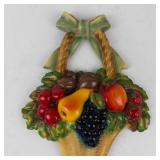 Vintage Chalkware Fruit Basket Wall Plaque