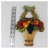 Vintage Chalkware Fruit Basket Wall Plaque