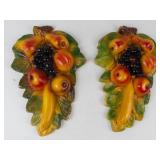 Vintage Chalkware Fruit Wall Hangings (Lot of 2)