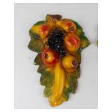 Vintage Chalkware Fruit Wall Hangings (Lot of 2)