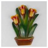 Vintage Chalkware Tulip Plaque