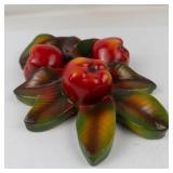 Vintage 3d Chalkware Apple Wall Plaque