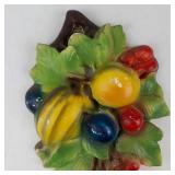 Vintage Mid-Century Chalkware Fruit Wall Plaque