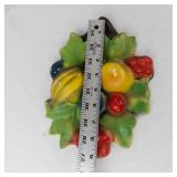 Vintage Mid-Century Chalkware Fruit Wall Plaque