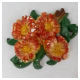Pair of Vintage Floral and Cornucopia Chalkware Wall Plaques