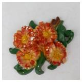 Pair of Vintage Floral and Cornucopia Chalkware Wall Plaques