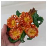 Pair of Vintage Floral and Cornucopia Chalkware Wall Plaques