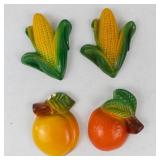 Chalkware Fruit Wall Decor (Lot of 4)