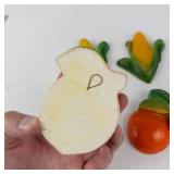 Chalkware Fruit Wall Decor (Lot of 4)