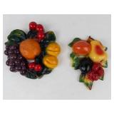 Chalkware Fruit Wall Plaques Pair