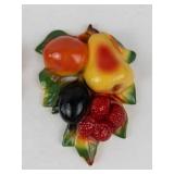 Chalkware Fruit Wall Plaques Pair