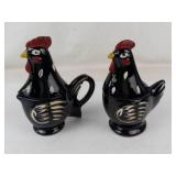 Collectable Vintage Japanese Rooster Creamer & Sugar Set With Salt & Pepper Tops