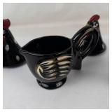 Collectable Vintage Japanese Rooster Creamer & Sugar Set With Salt & Pepper Tops