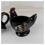 Collectable Vintage Japanese Rooster Creamer & Sugar Set With Salt & Pepper Tops