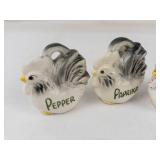 Vintage Ceramic Chicken Shaker Set Pepper Paprika Salt