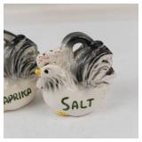 Vintage Ceramic Chicken Shaker Set Pepper Paprika Salt