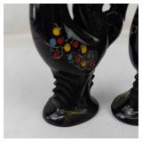 Vintage Rooster Salt & Pepper Shakers Redware Hand-Painted Polka Dots