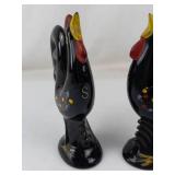 Vintage Rooster Salt & Pepper Shakers Redware Hand-Painted Polka Dots