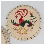 Rooster Plaster Wall Plaque Pair